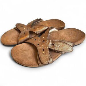 Vionic Sonja Women's Sandals Slip On Metallic Gold Bronze Casual Comfort Size 10